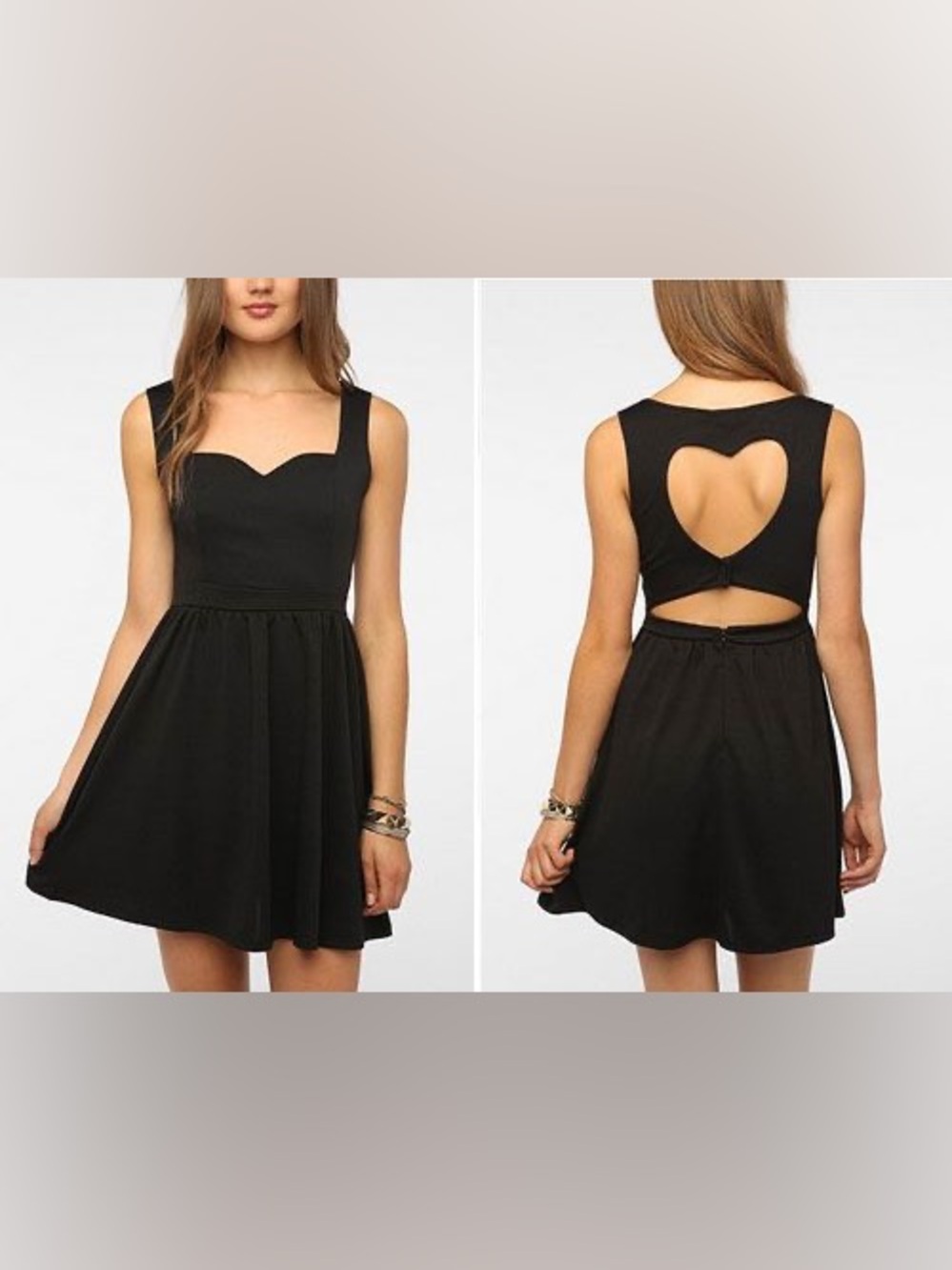 Black Skater Mini Dress with Heart Cutout Back Size XS